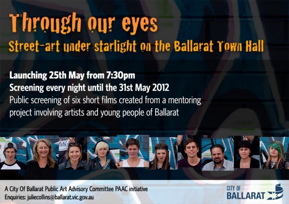 street-art under starllight on the Ballarat Town Hall