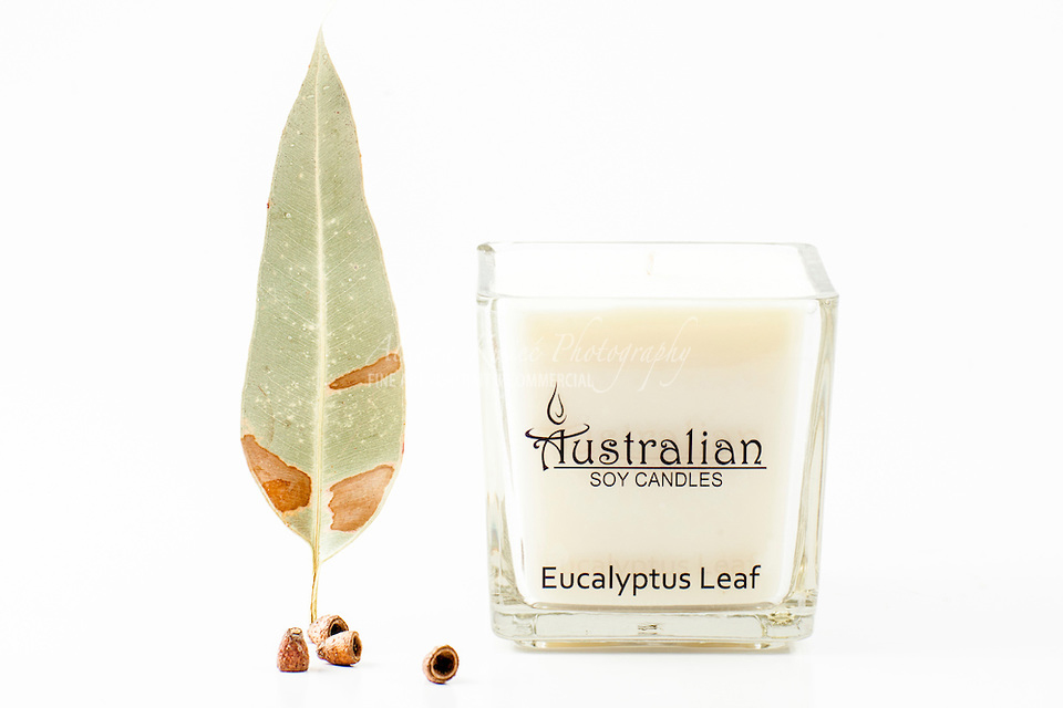 Australian Eucalyptus leaf candle White reflective commercial Photography magazine product photoshoot Melbourne Ballarat