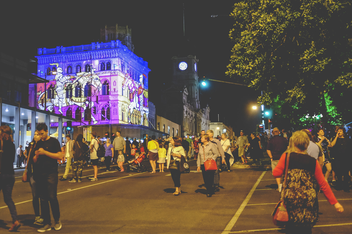 White Night Ballarat crowd Sturt Street