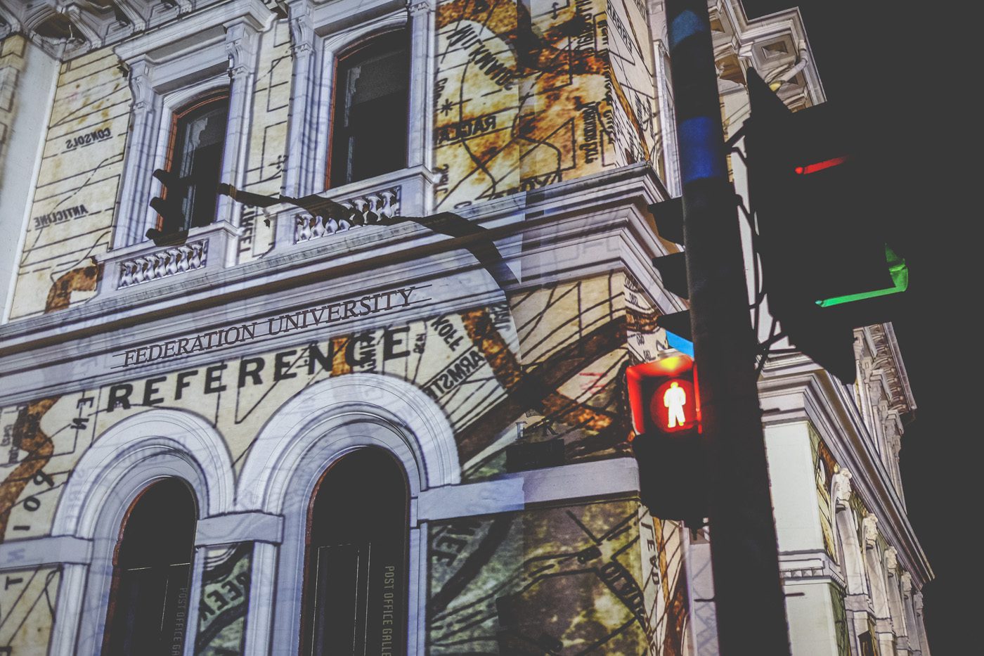 White Night Ballarat post office gallery light installation