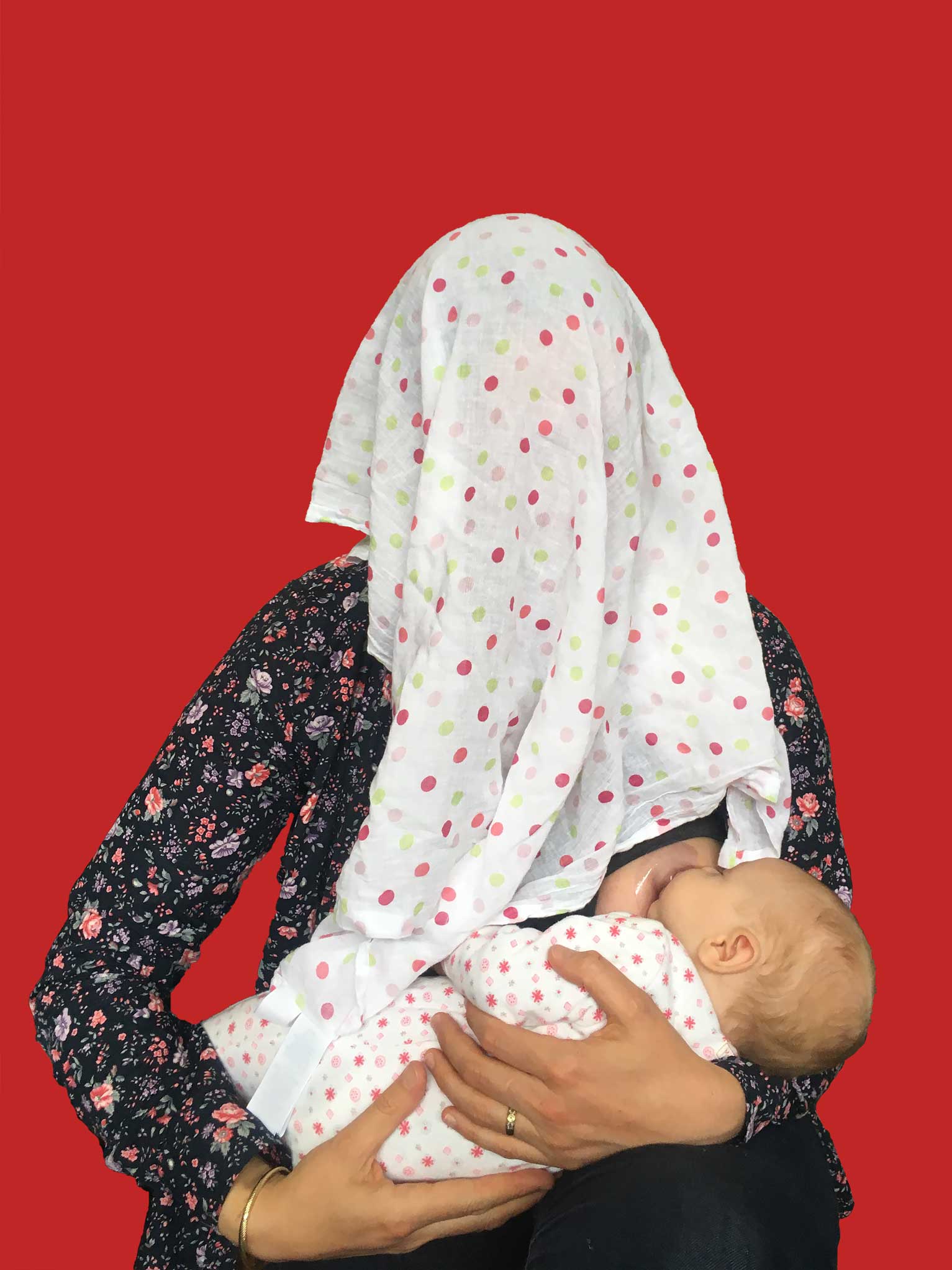 Mother breastfeeding baby in red Mass Isolation Australia photography project